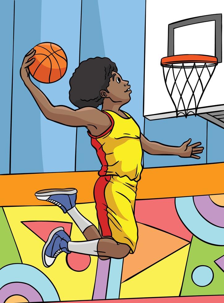 illustration de dessin animé coloré de sport de basket ball vecteur