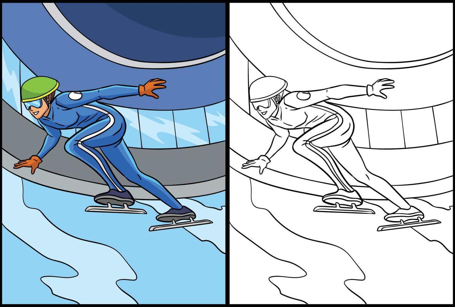 patinage de vitesse coloriage illustration colorée vecteur