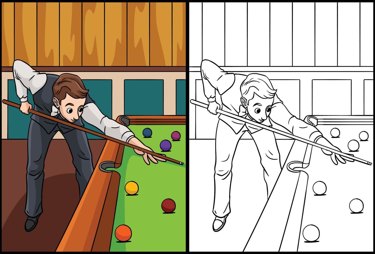 coloriage de billard illustration colorée vecteur