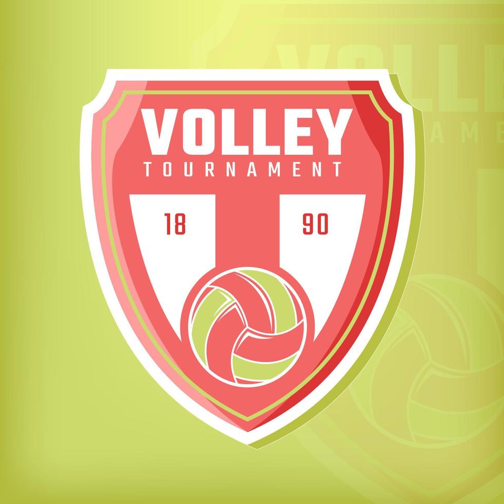 emblème du logo de conception de bouclier de volley-ball vecteur