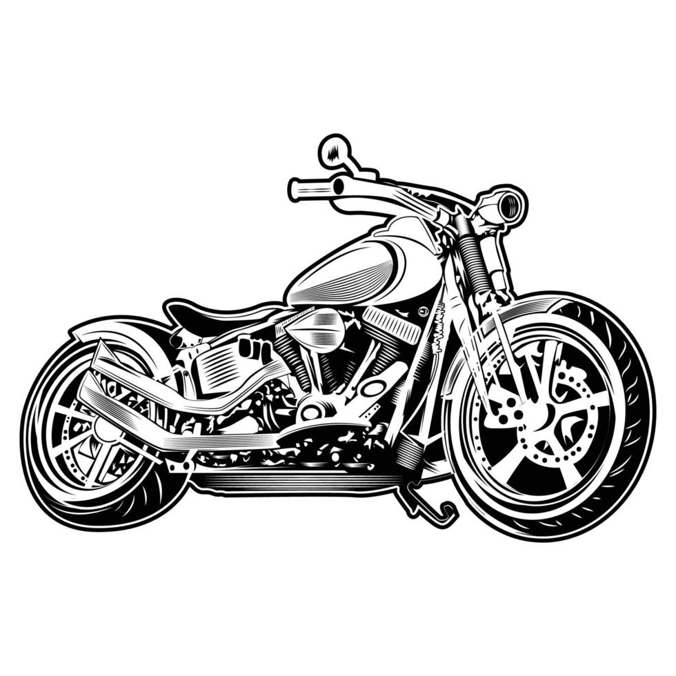 illustration gravée de vecteur de moto