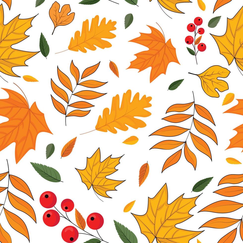 motif d'automne avec des feuilles de saison aux couleurs tendance vecteur