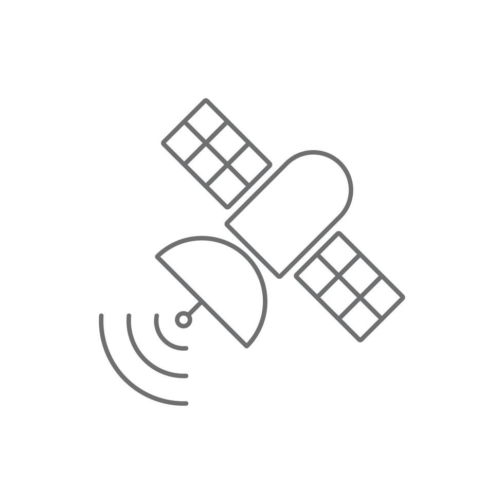 eps10 satellite artificiel vecteur gris en orbite autour de l'icône de la terre isolé sur fond blanc. diffuser le contour dans un style moderne simple et plat pour la conception de votre site Web, votre logo et votre application mobile