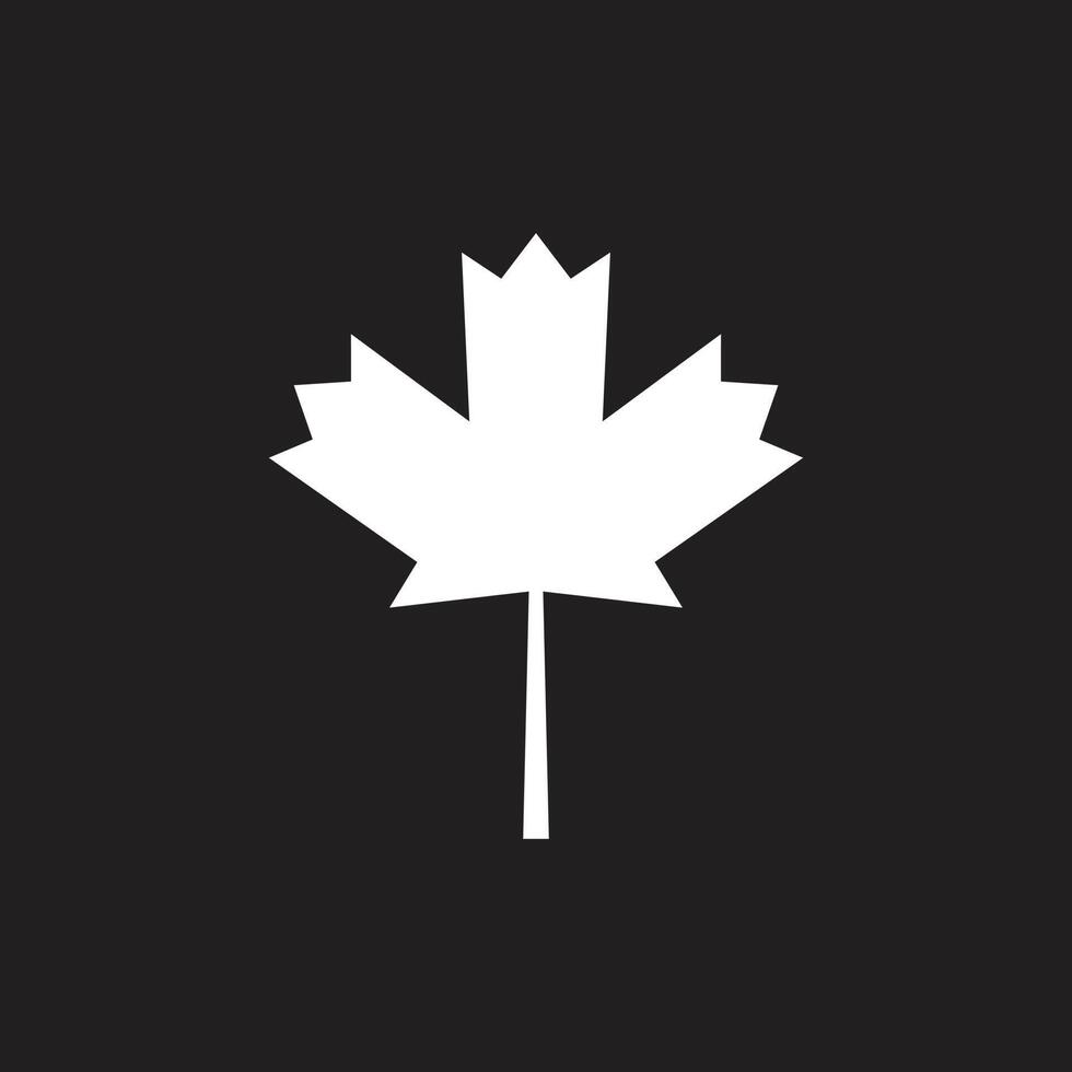 eps10 vecteur blanc feuille d'érable abstrait solide icône isolé sur fond noir. symbole du drapeau canadien dans un style moderne et plat simple pour la conception, le logo et l'application mobile de votre site Web