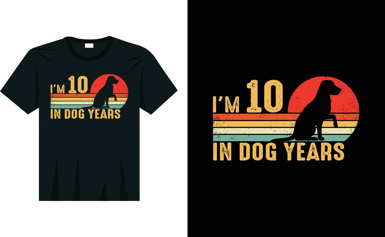 j'ai 10 ans en années de chien conception de t-shirt de chien de style vintage rétro vecteur