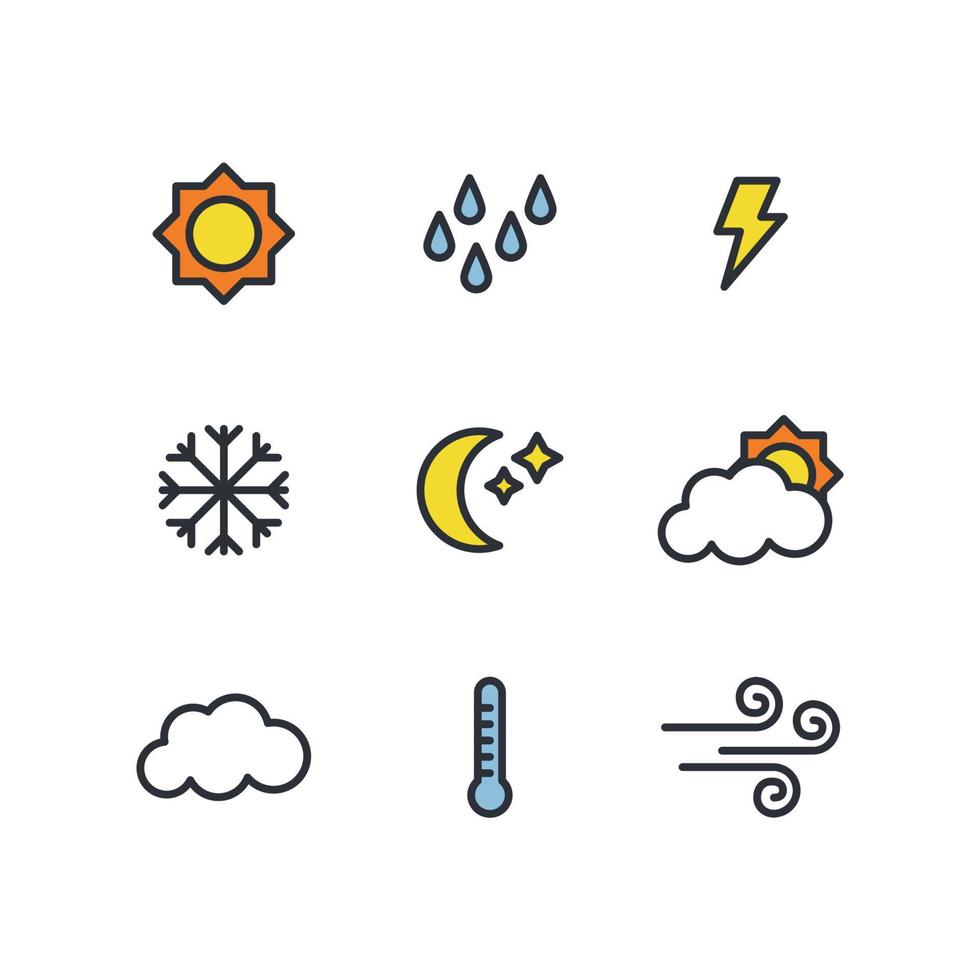 icônes météo décrites vecteur