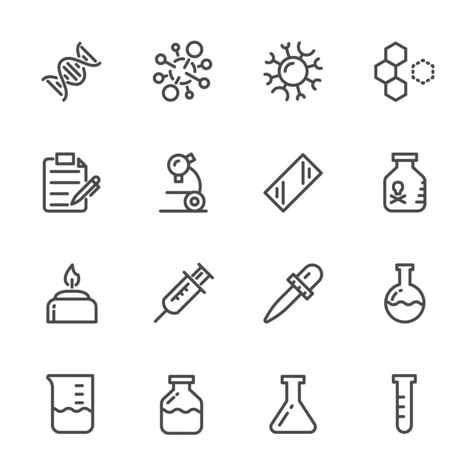 jeu d'icônes de matériel de laboratoire vecteur