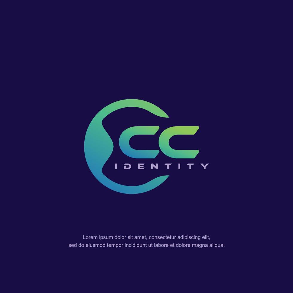cc lettre initiale ligne circulaire modèle de logo vecteur avec dégradé de couleur