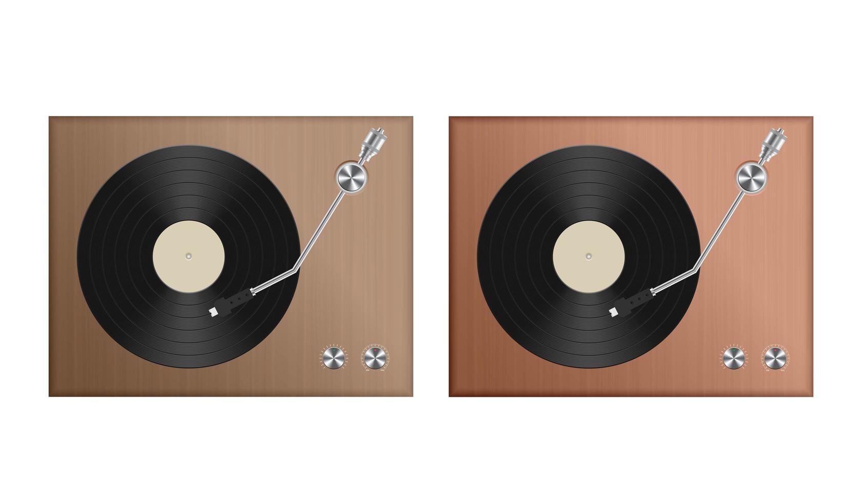 ensemble de tourne-disque rétro isolé vecteur