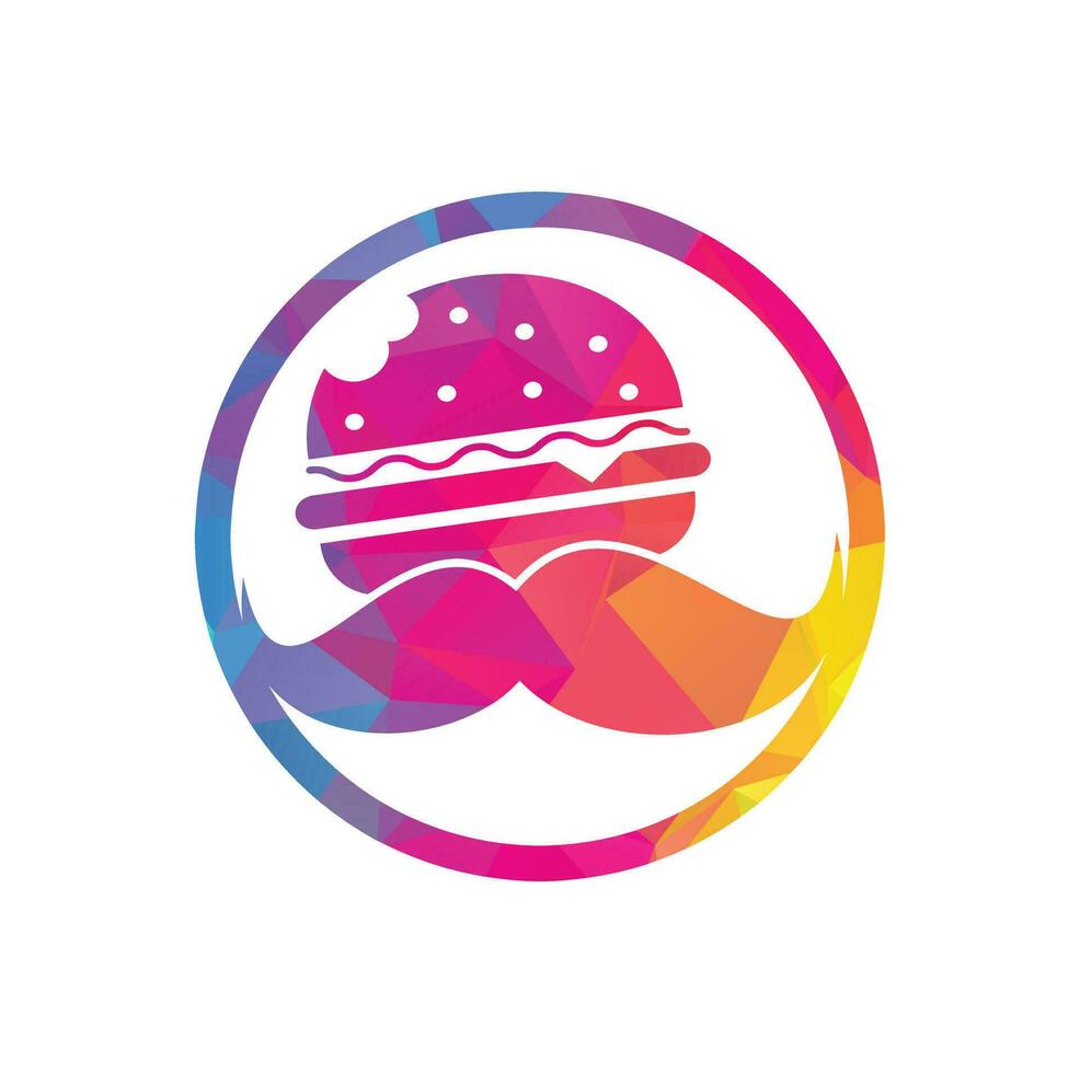 Moustache burger logo icône vecteur. burger avec concept de logo icône moustache. vecteur