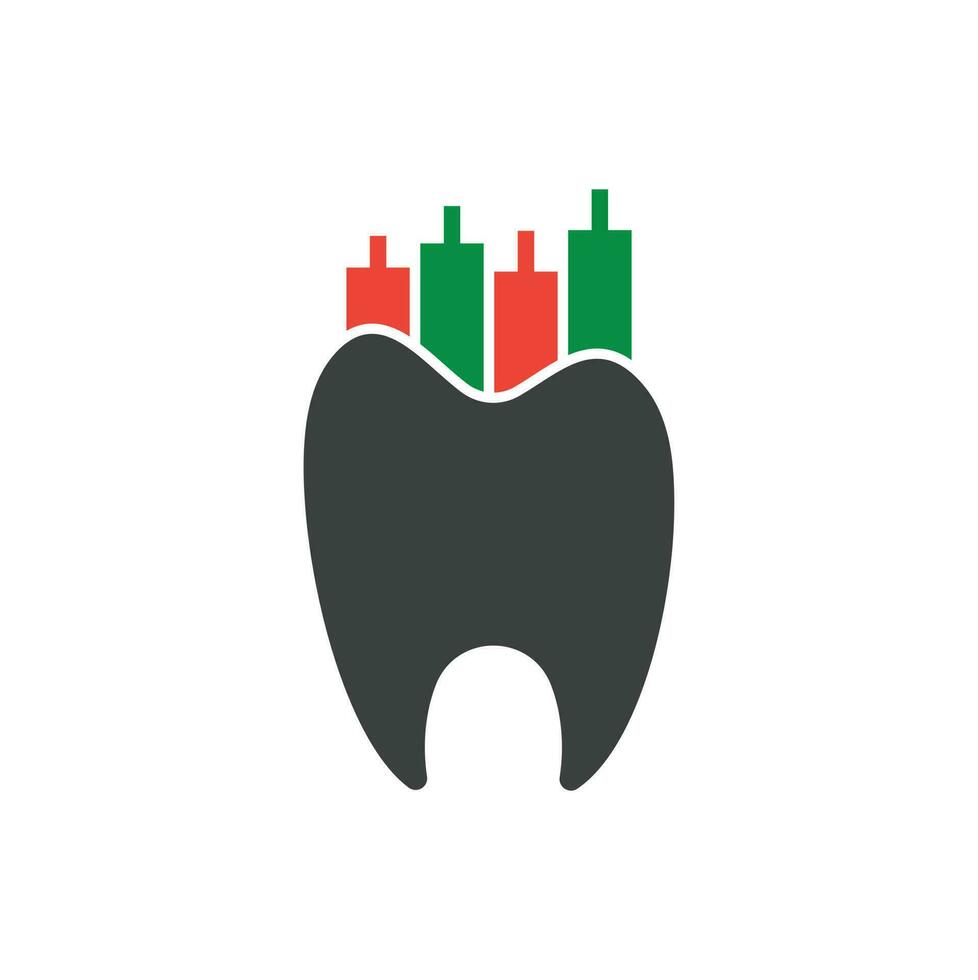 concept de logo icône finances dentiste. modèle de conception de logo vectoriel stat dentaire.