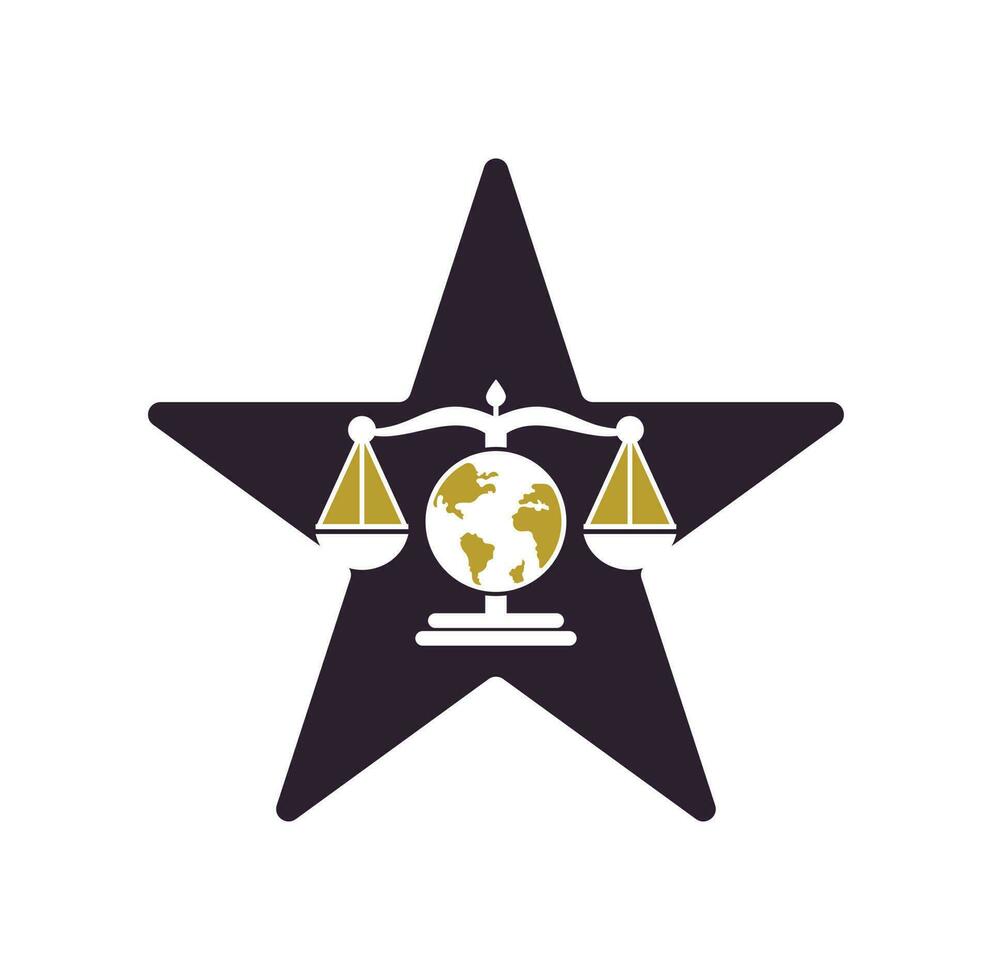 icône de vecteur de logo de concept de forme d'étoile de loi de globe. échelles sur la conception d'icône de globe.