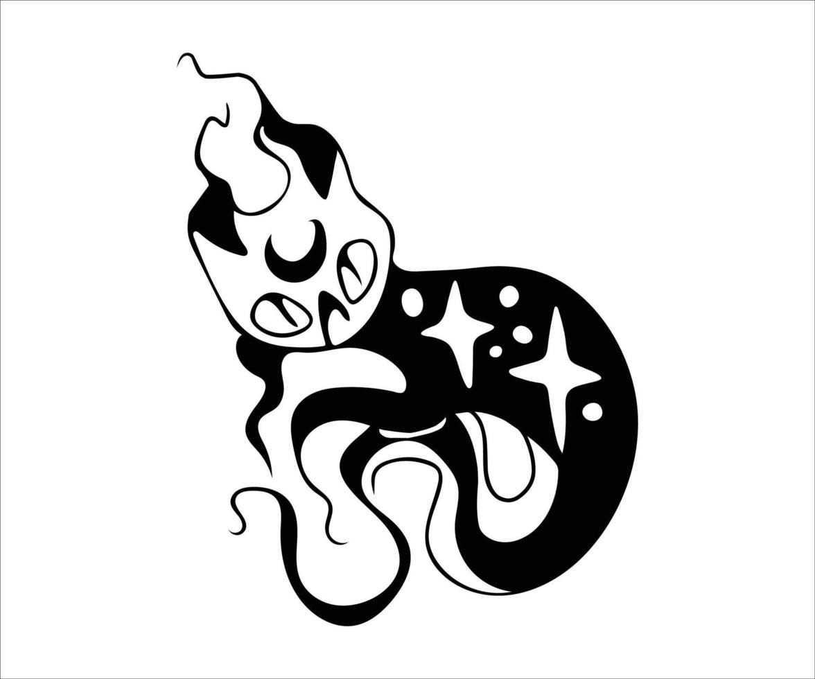 illustration vectorielle de silhouette d'halloween. citrouille d'halloween. élément de conception de doodle mystique dessiné à la main une magie et une sorcellerie. vecteur