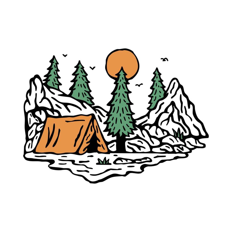 camping au bon endroit dans la nature illustration graphique vector art t-shirt design