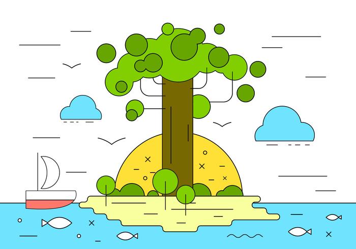 Baobob Island Illustration Vectorisée vecteur