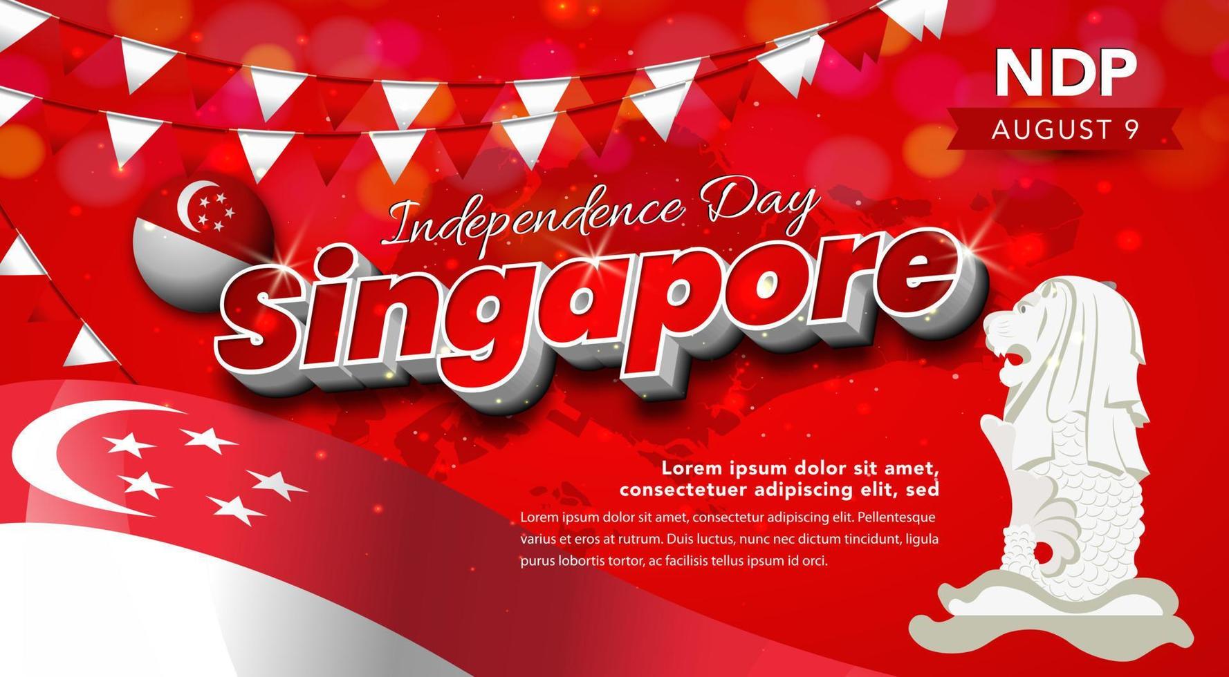 fête de l'indépendance de singapour. illustration vectorielle de célébration vecteur