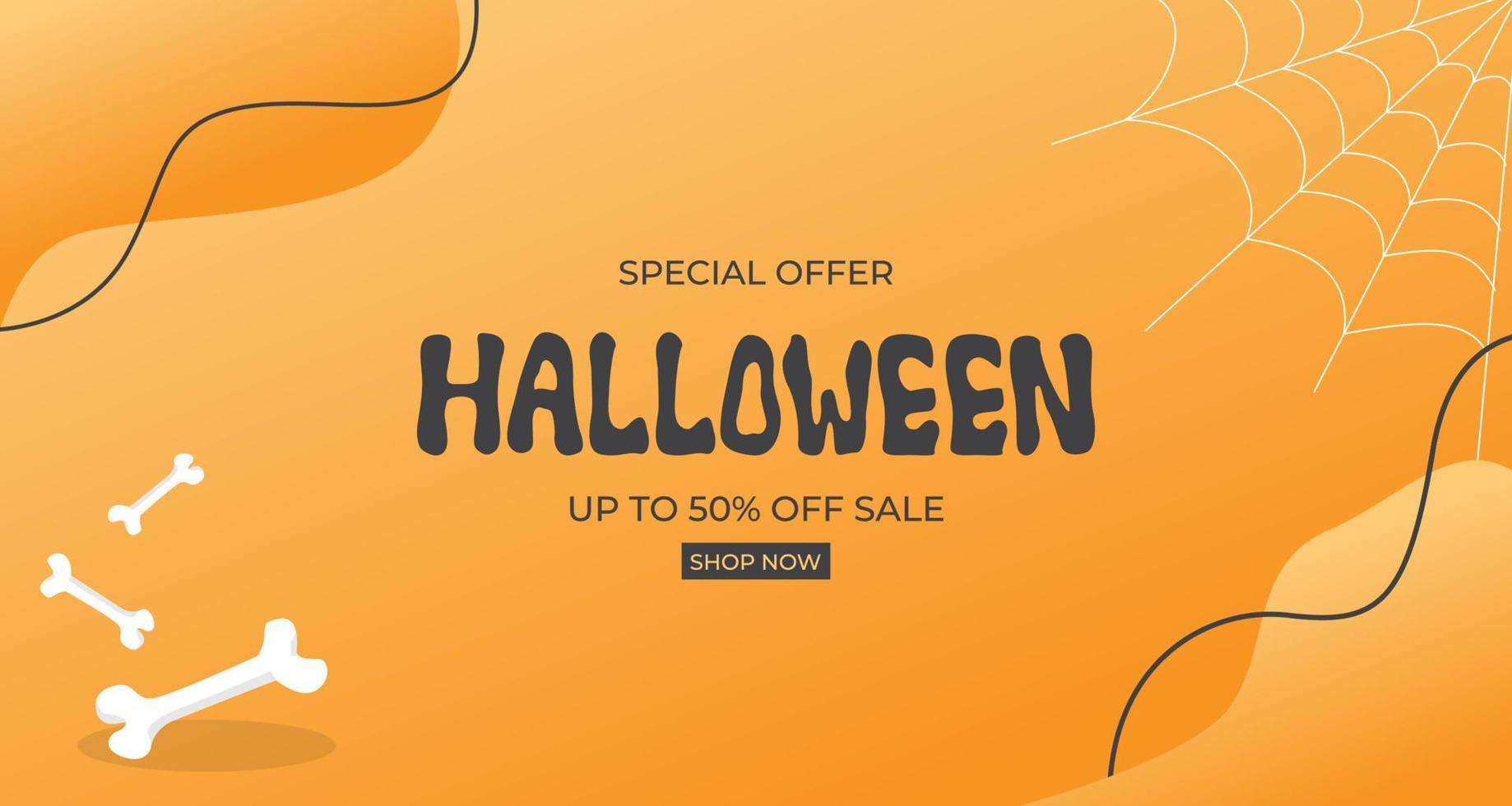 modèle de conception de bannière de fond de vente halloween avec dégradé orange vecteur