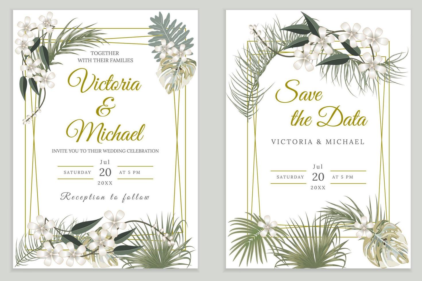 conception de cartes d'invitation de mariage, invitation florale. vecteur