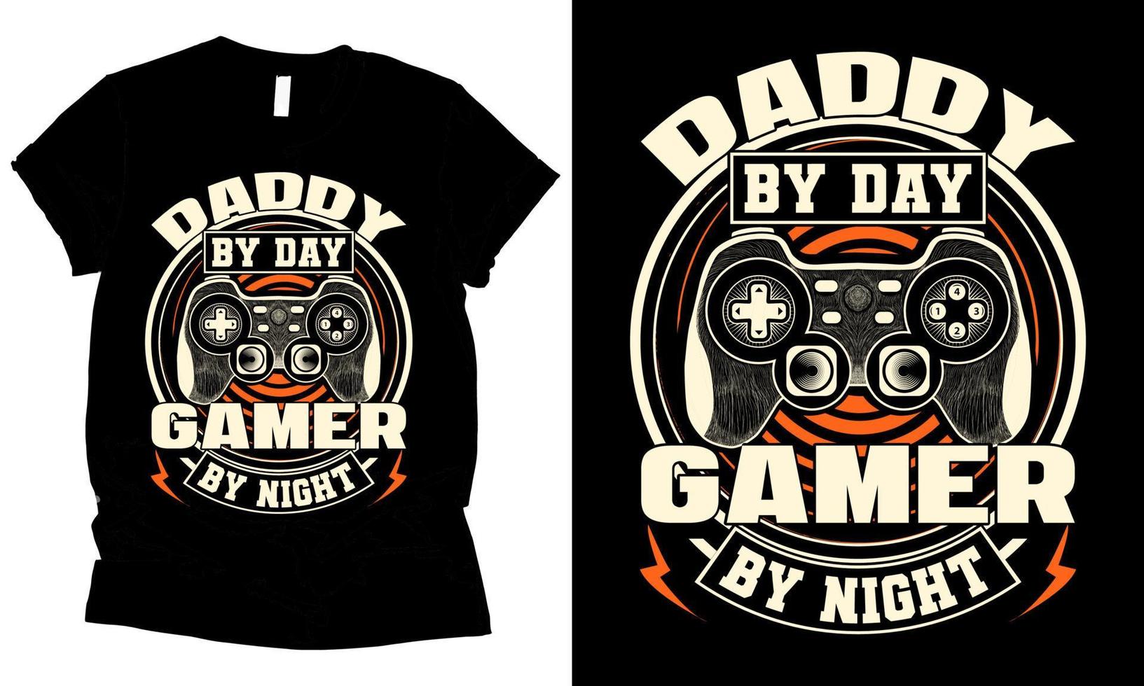 conception de t-shirt papa par jour gamer par nuit vectro vecteur