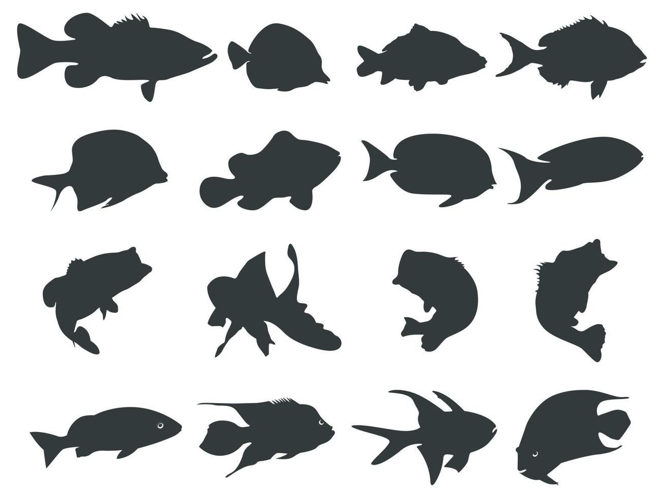 collection de silhouettes de poisson, vecteur de silhouettes de poisson