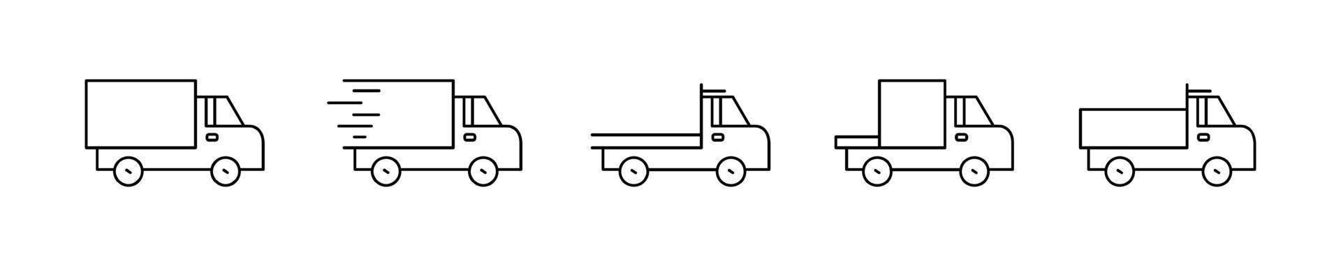 jeu d'icônes de transport, symbole de livraison de voiture. collection d'icônes de transport de vecteur sur fond blanc