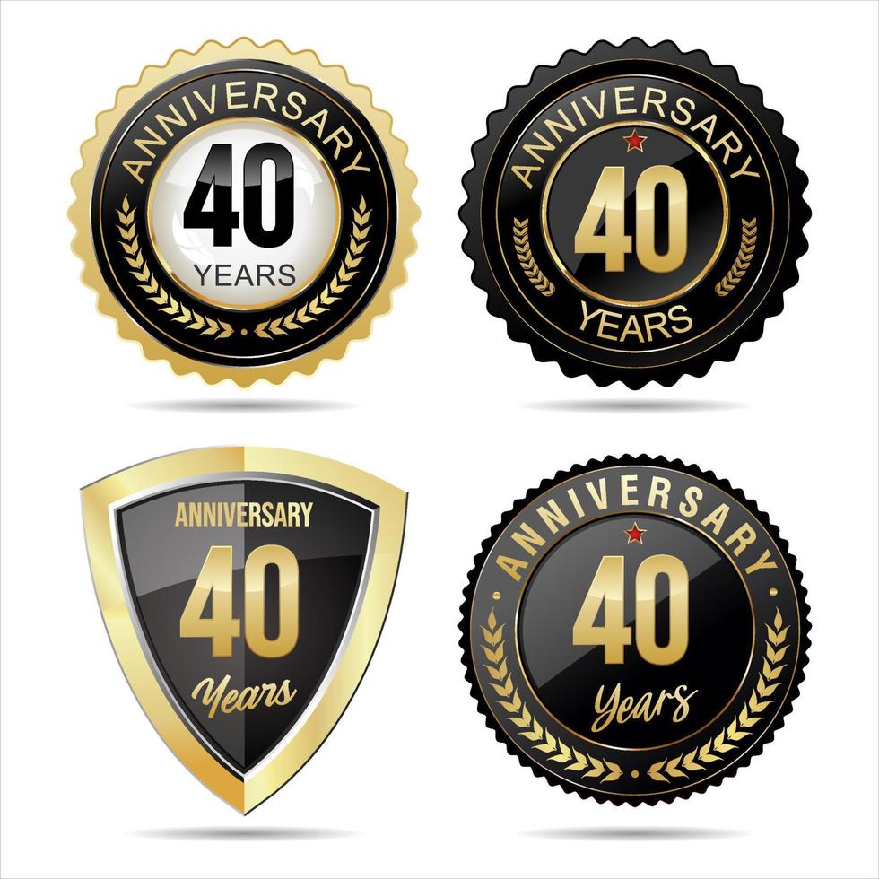 collection de badges et étiquettes d'or anniversaire illustration vectorielle vecteur