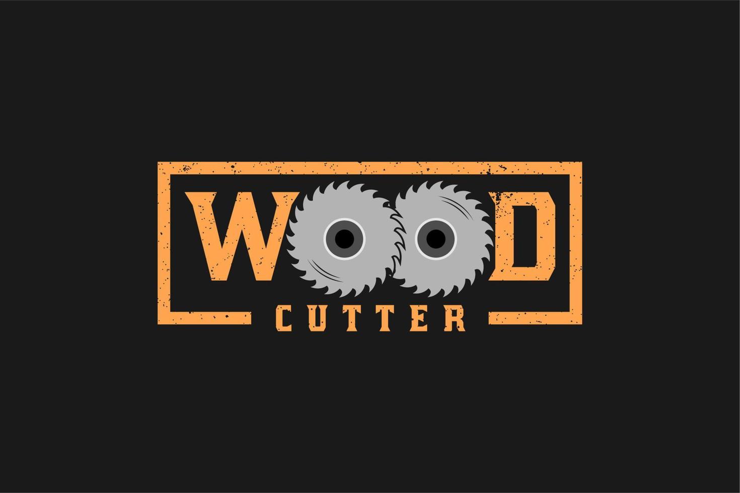 typographie de coupeur de bois avec scie circulaire pour le logo de l'industrie du bois, charpentier, bûcheron vecteur