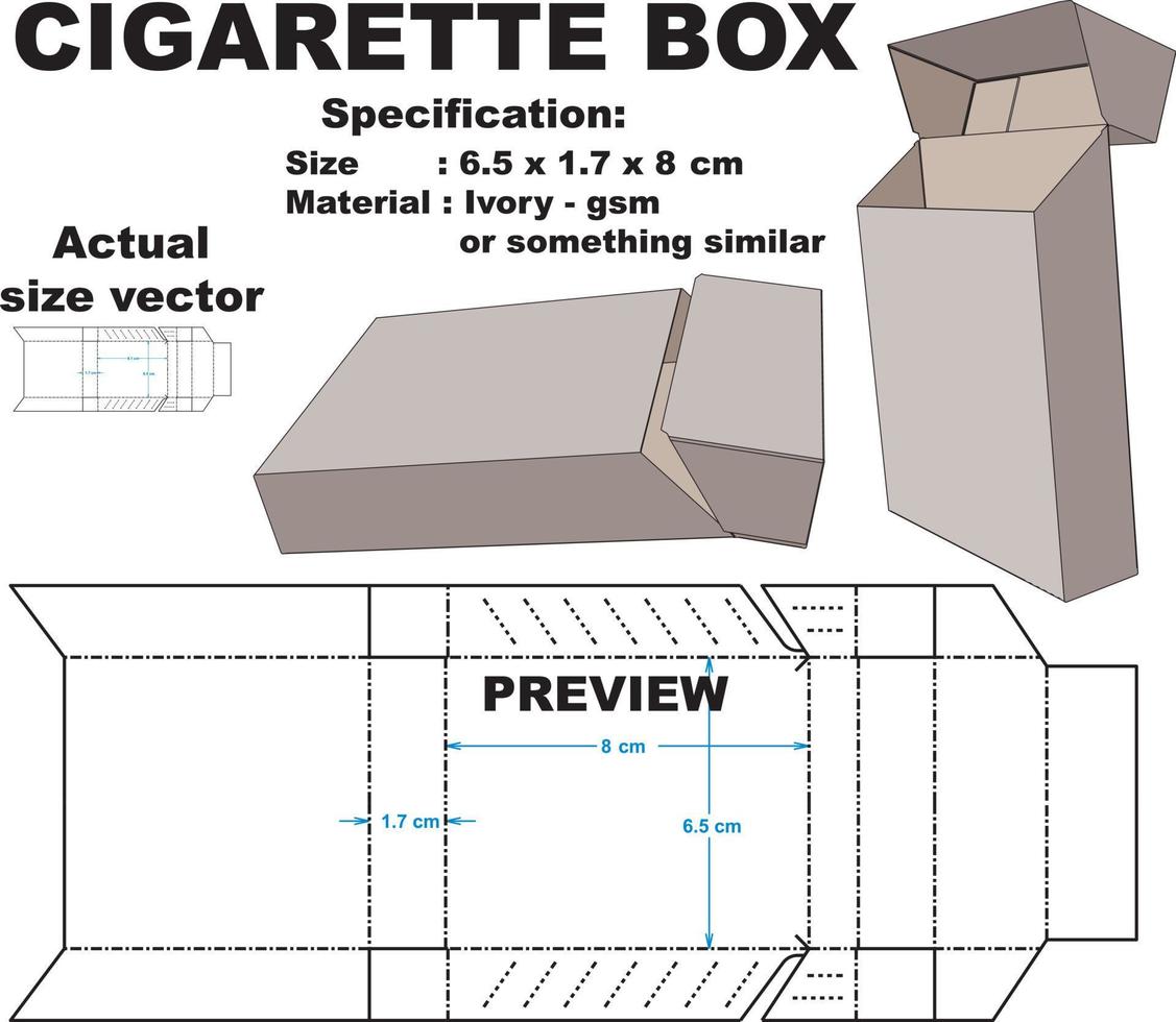 boîtes à cigarettes couramment commercialisées. la taille est également très courante ou souvent utilisée sur le marché. vecteur