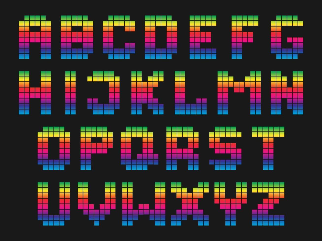 ensemble de lettres colorées de l'alphabet, avec des formes à carreaux vecteur