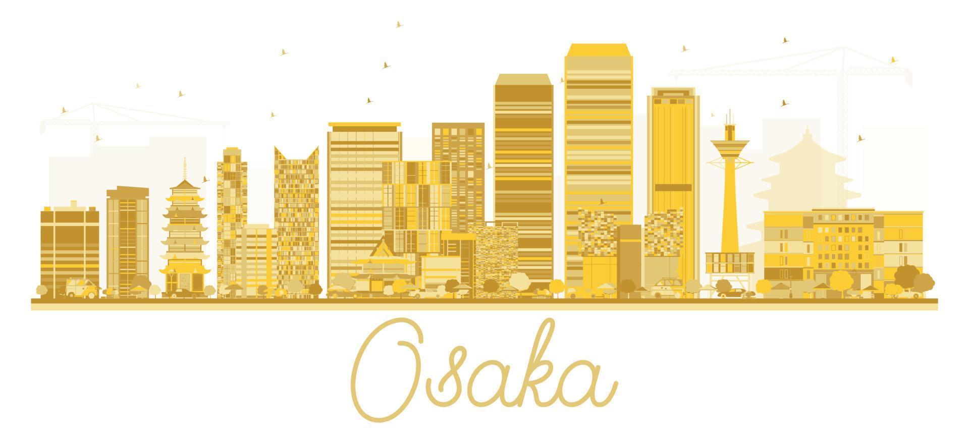 silhouette dorée d'osaka japon city skyline. vecteur