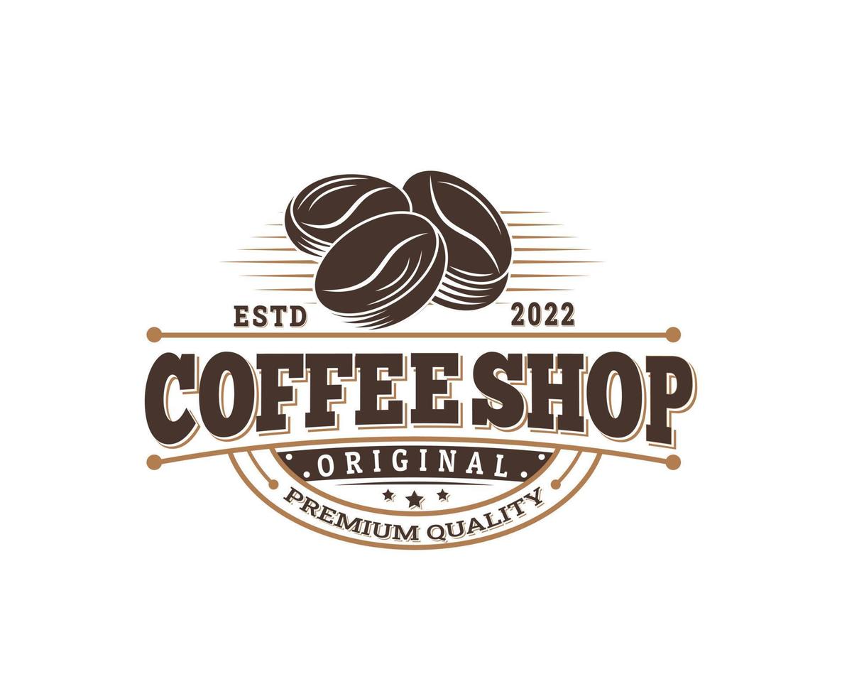 grains de café logo rétro vintage vecteur