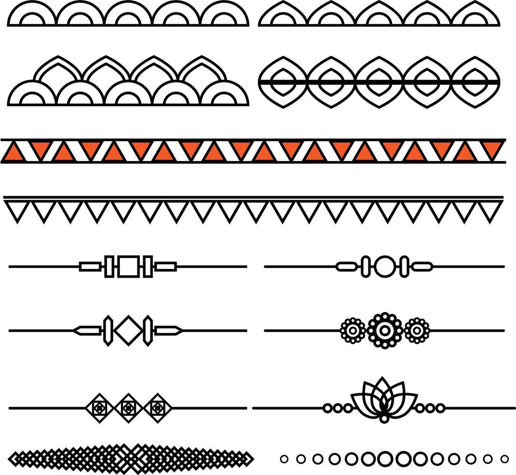 ensemble de bordures vectorielles que vous pouvez utiliser comme bordure, séparateurs, etc. ensemble de séparateurs avec motif floral, géométrique, abstrait, mandala, etc. vecteur