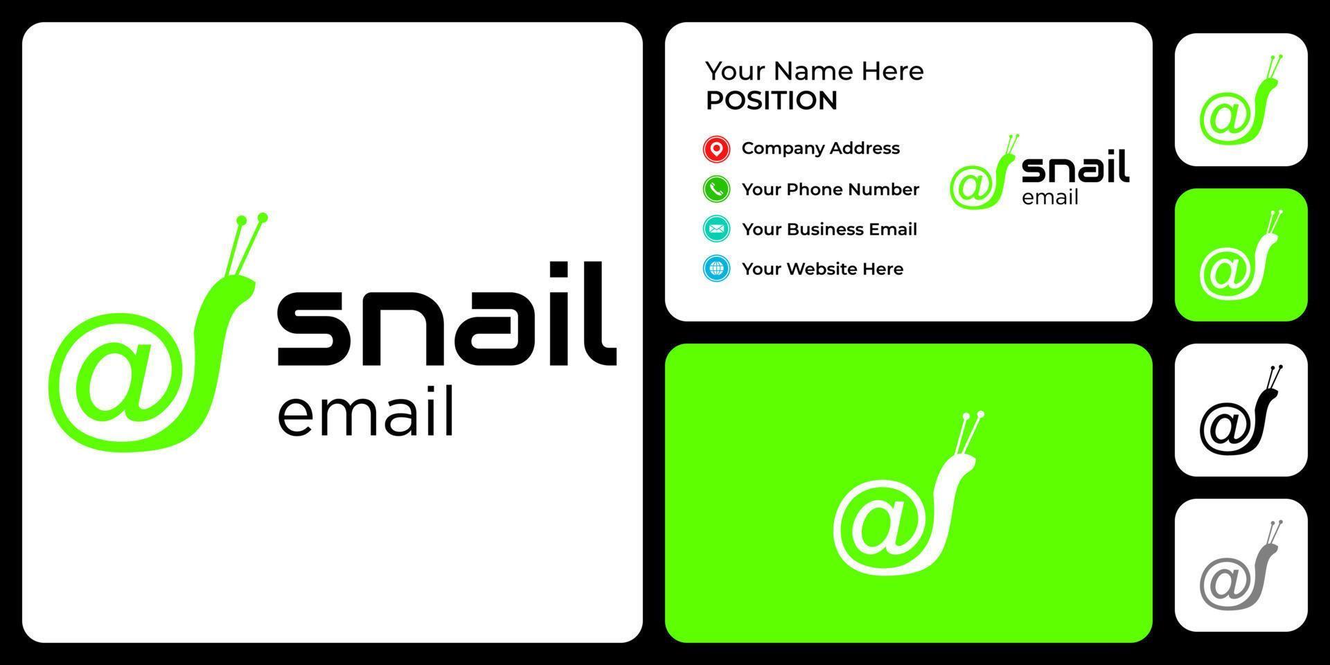 lettre une création de logo monogramme e-mail escargot avec modèle de carte de visite. vecteur