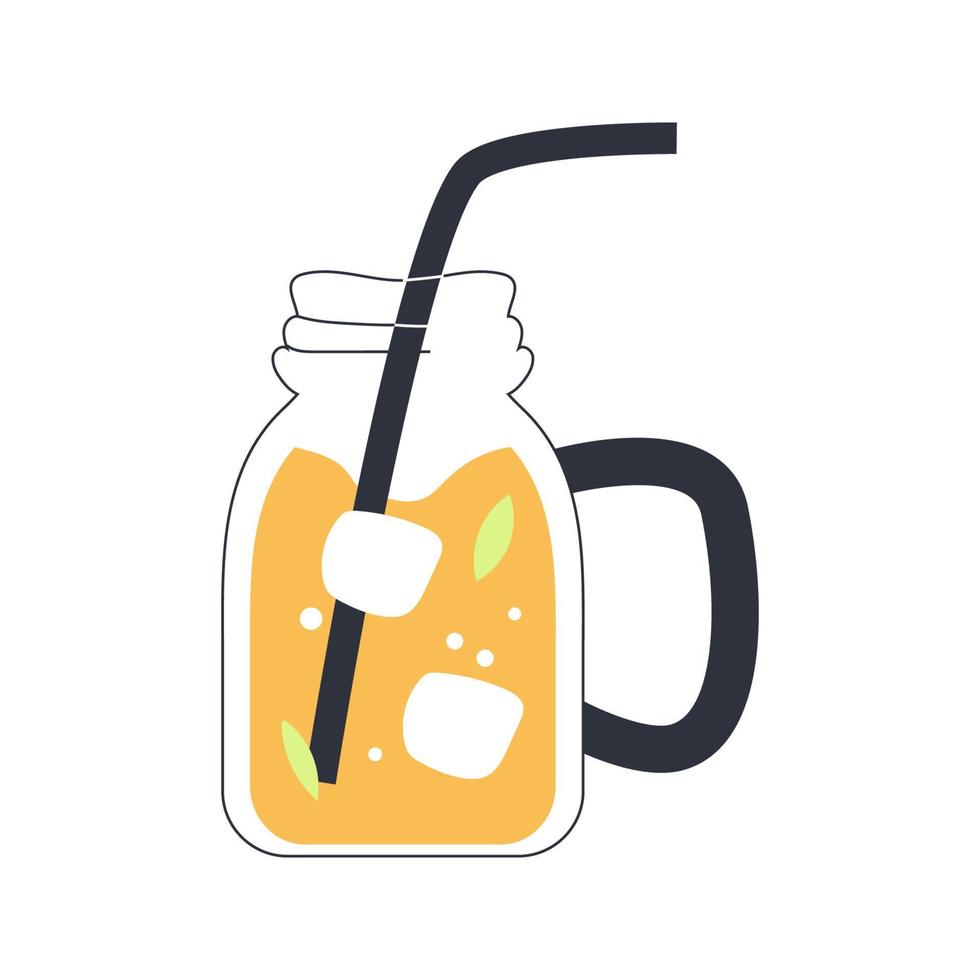 une canette avec une boisson rafraîchissante à l'orange d'été. le concept de repos et de détente. illustration vectorielle dans un style plat isolé sur fond blanc vecteur