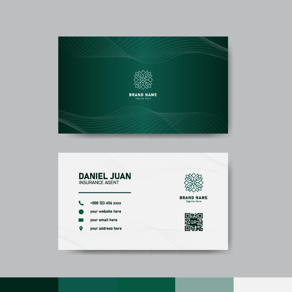 concept de modèle de carte d'identité d'entreprise vert et blanc vecteur