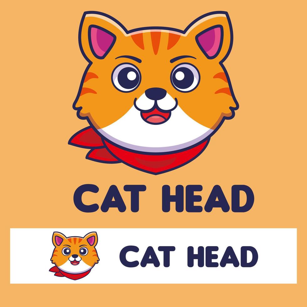 création de logo de mascotte de dessin animé de tête de chat souriant vecteur