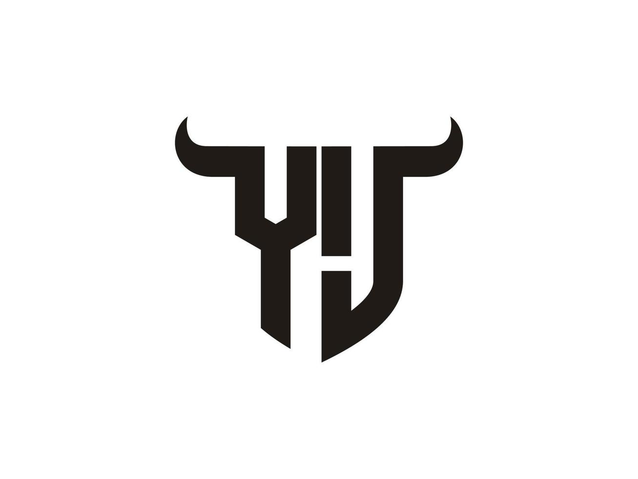 création initiale du logo du taureau yj. vecteur
