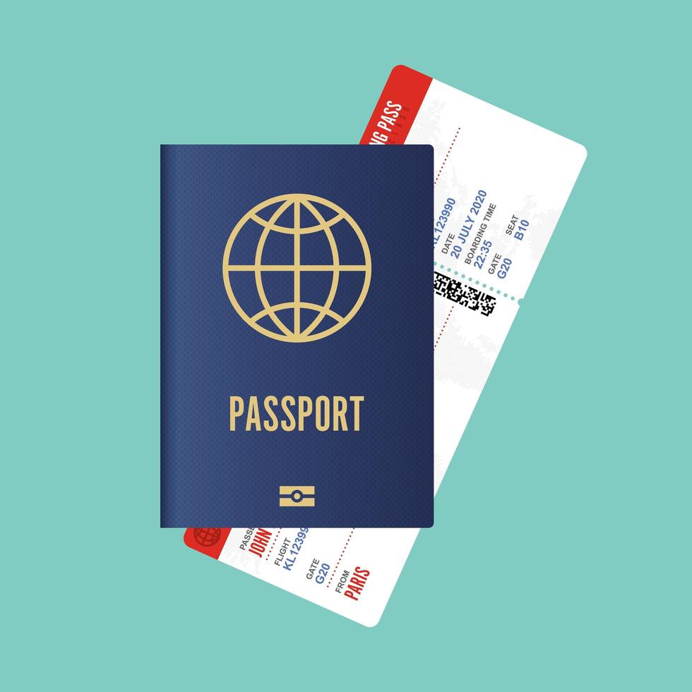 passeport avec carte d'embarquement vecteur