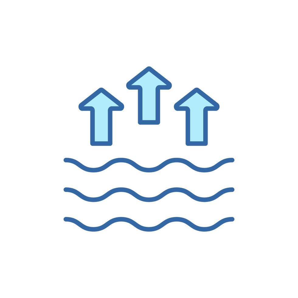 icône linéaire de couleur marée haute. vagues sur l'icône de la ligne colorée de la mer ou de l'océan. trait modifiable. illustration vectorielle isolée. vecteur