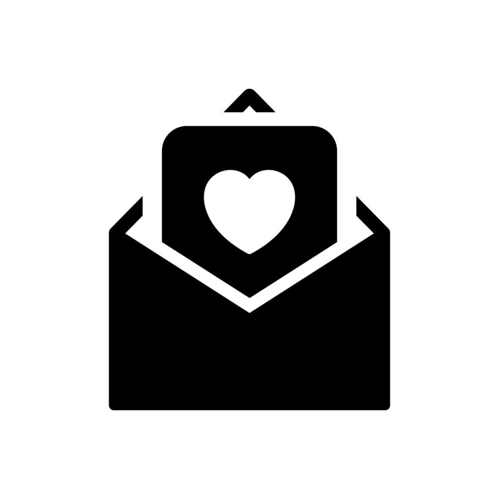 carte postale d'amour de la saint-valentin avec enveloppe. concept de soins, de charité, de bénévolat et de don. icône de silhouette de message d'amour. carte postale romantique ou pictogramme d'enveloppe. illustration vectorielle. vecteur