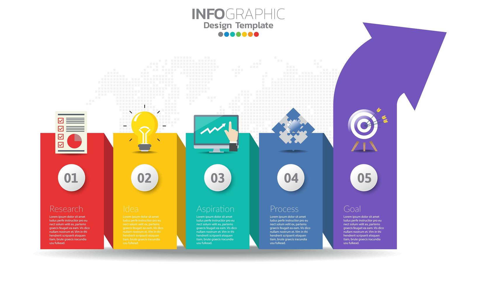 infographie de flèche colorée avec 5 options vecteur