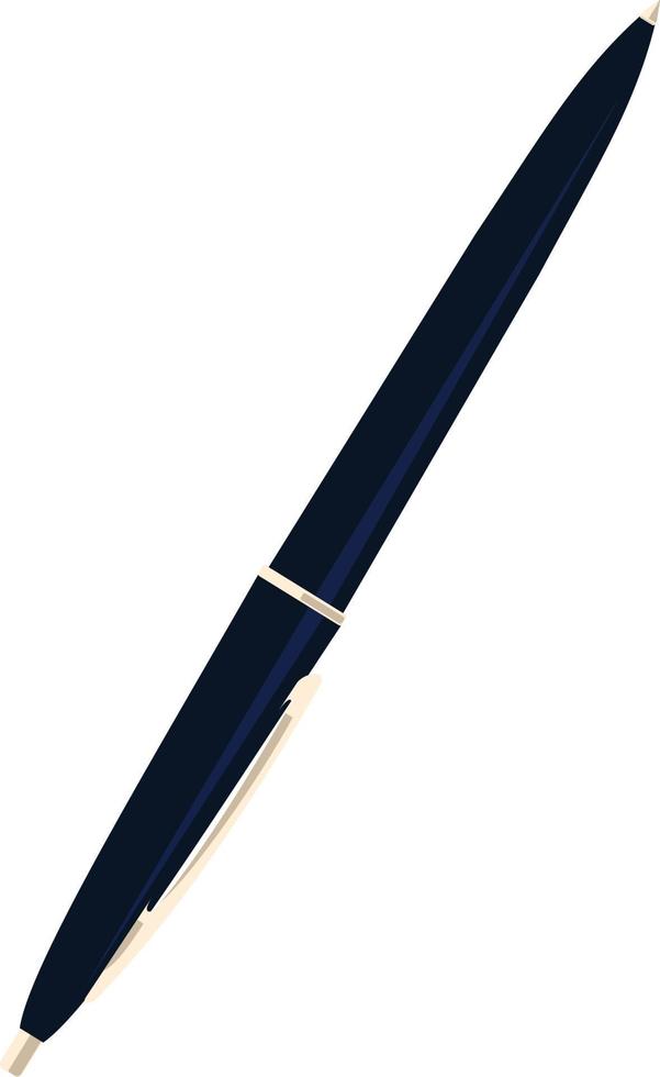 stylo à bille avec une couleur bleu foncé et un clip doré vecteur