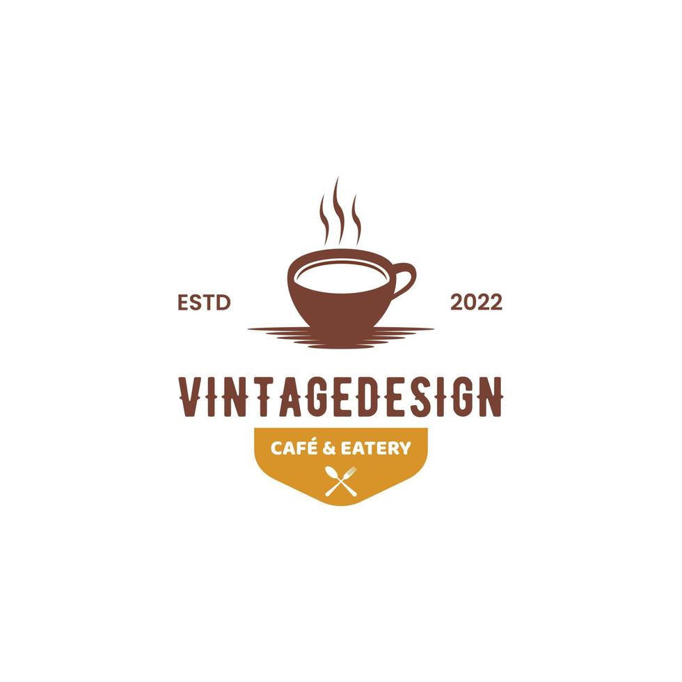insigne d'emblème de conception de logo de café vintage vecteur
