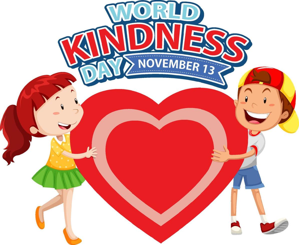 journée mondiale de la gentillesse avec le personnage de dessin animé pour enfants vecteur