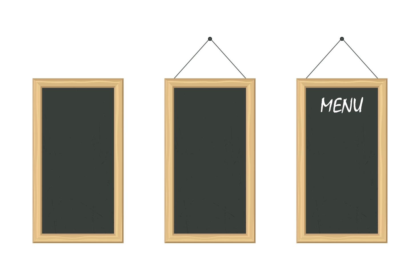 tableaux de menu avec cadre en bois vecteur