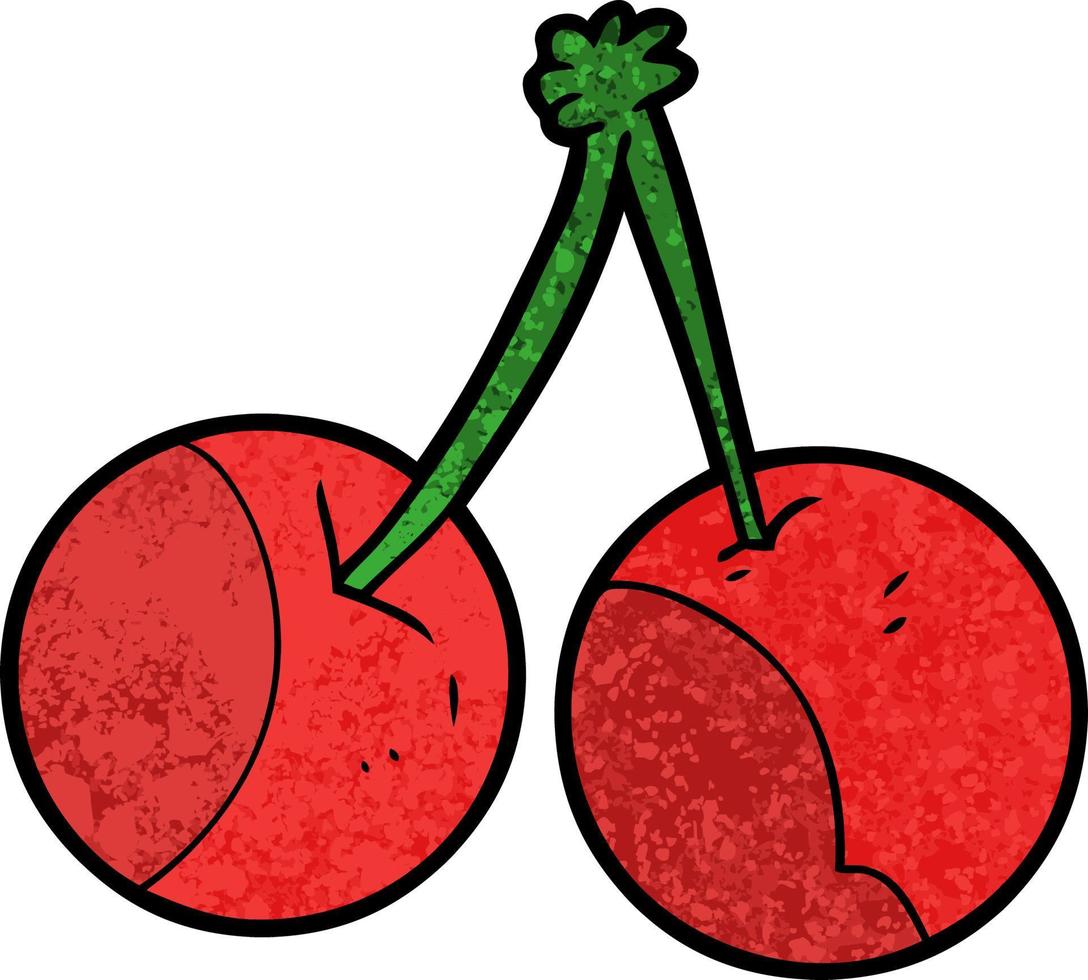 dessin animé cerises rouges vecteur
