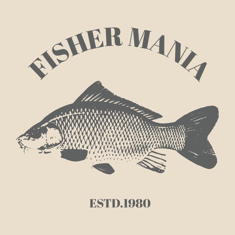 illustration dessinée à la main du poisson, conception de modèle d'illustration vectorielle de style rétro vintage vecteur