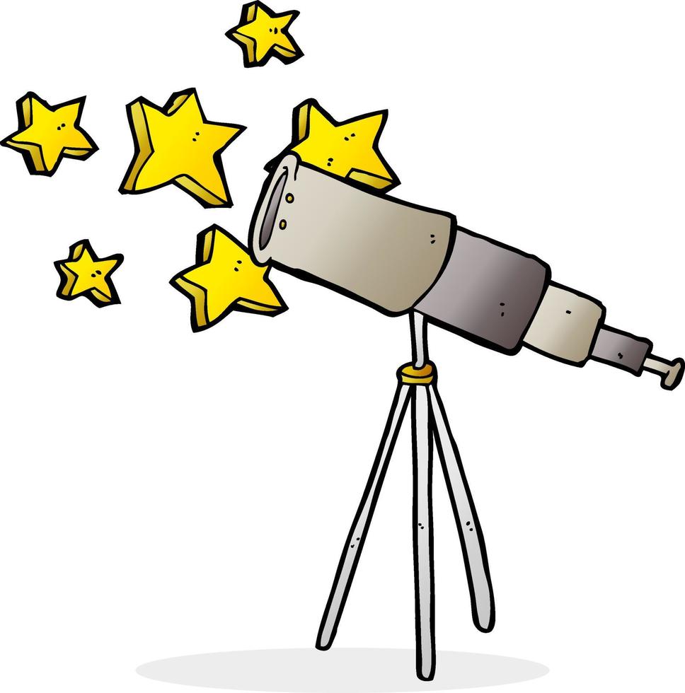 télescope de dessin animé avec des étoiles vecteur