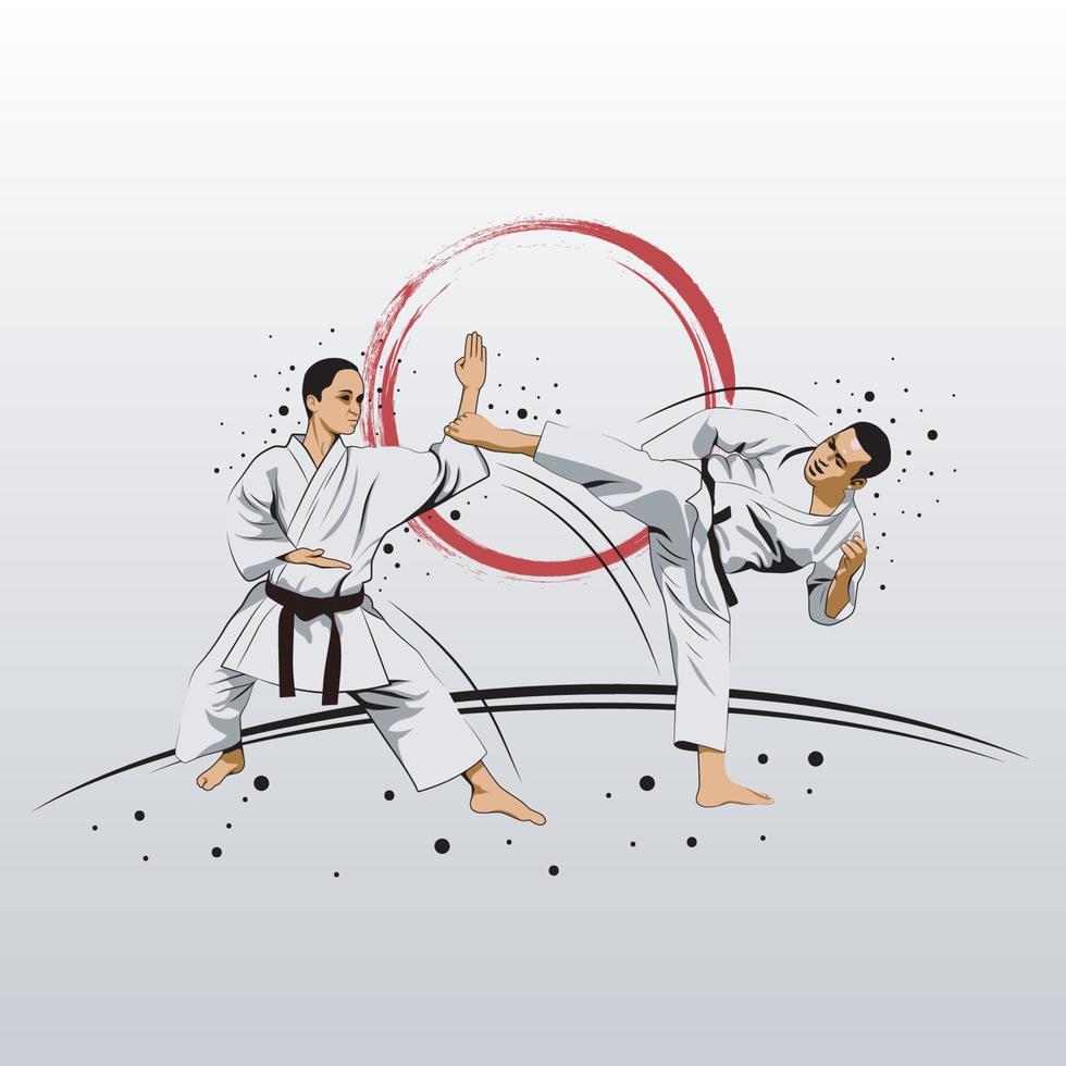 le karaté est un art martial originaire du japon. illustrateur de vecteur. vecteur
