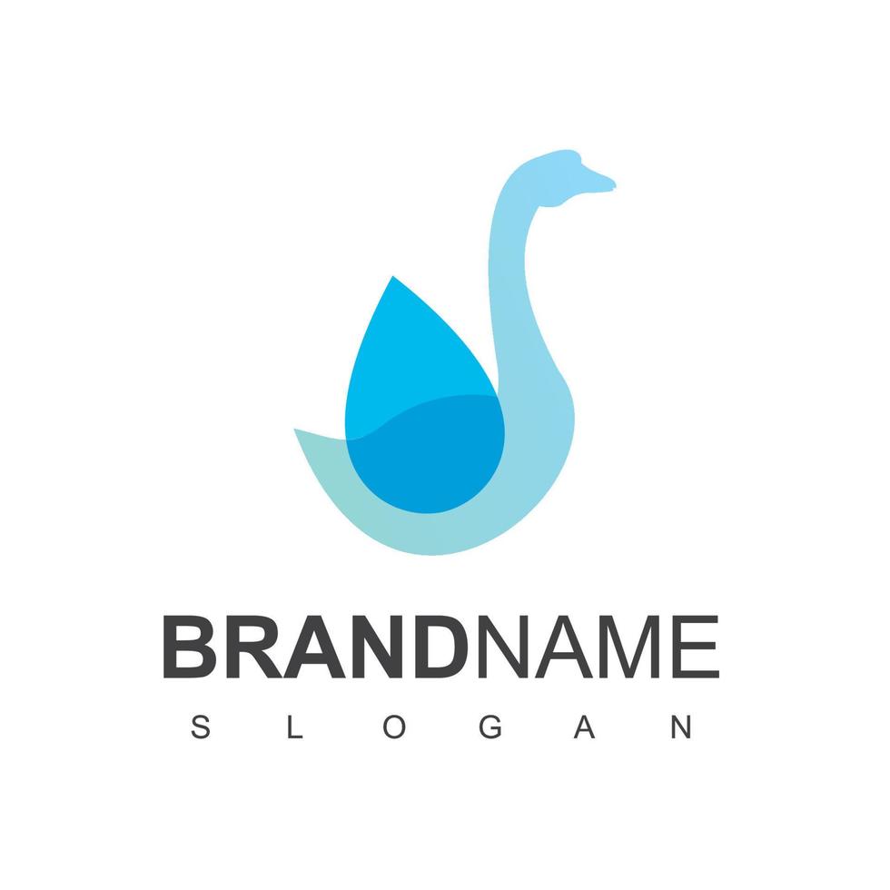 logo d'oie avec symbole de l'eau vecteur